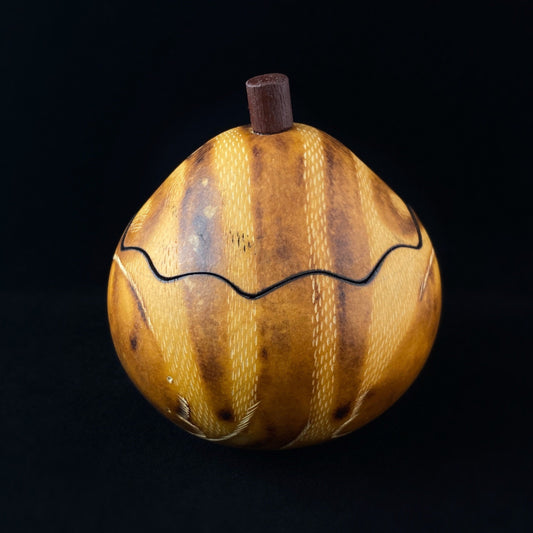 Decorative Brown Kitten Jewelry Box/Container - Hand-Carved and Hand Painted Peruvian Gourd