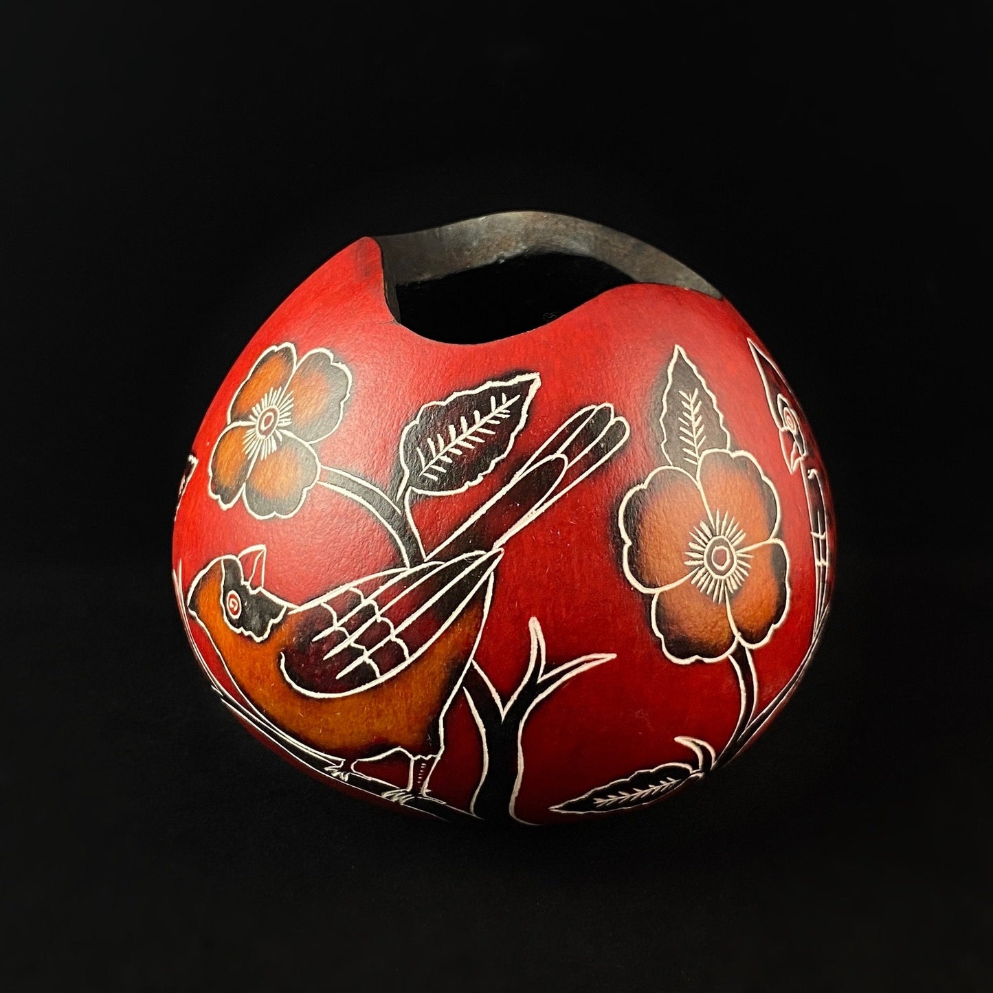 Decorative Red Cardinal Jewelry Box/Container - Hand-Carved and Hand Painted Peruvian Gourd