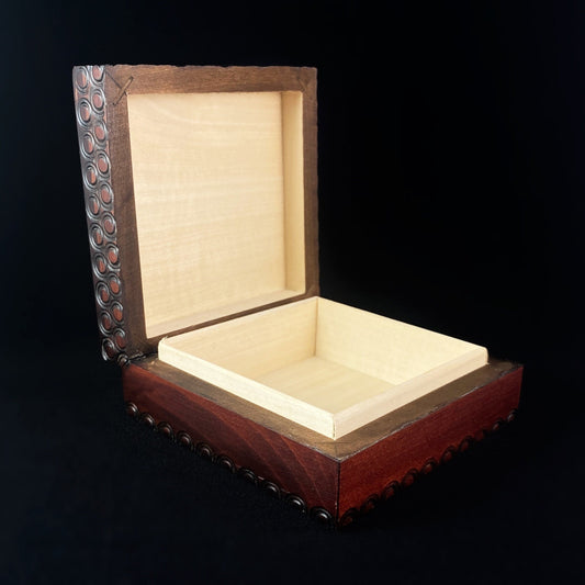 Decorative Tic Tac Toe Keepsake Box, Handmade Hinged Wooden Treasure Box