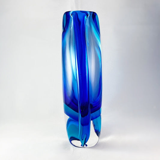 Deep Sea Progression Azure Blue Vase - Abstract Home Décor