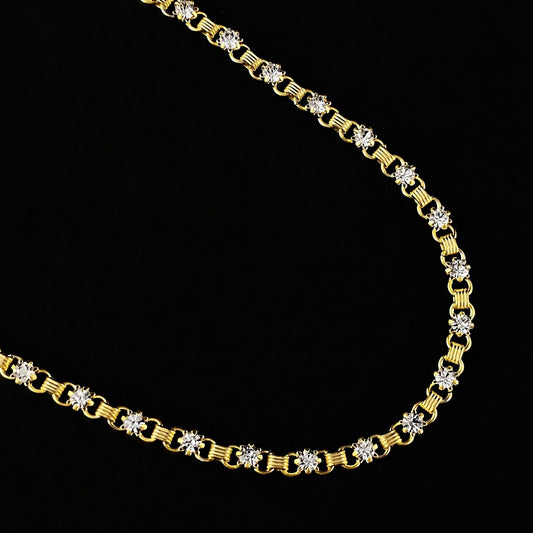 Delicate Gold Chain Necklace with Small Clear Swarovski Crystals - La Vie Parisienne by Catherine Popesco