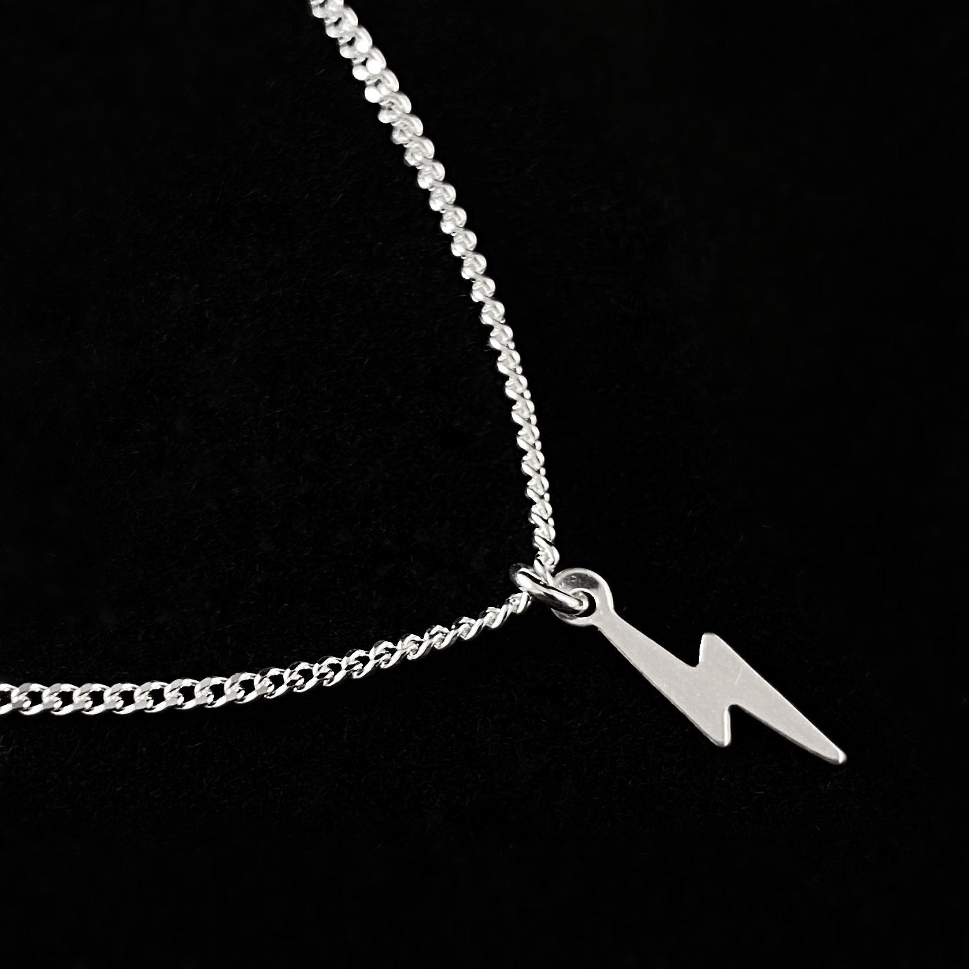 Delicate Silver Lightning Bolt Necklace - 1920s, Minimal