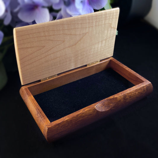 Do Something Quote Box,  Handmade Wooden Box with Curly Maple and Bubinga, Made in USA