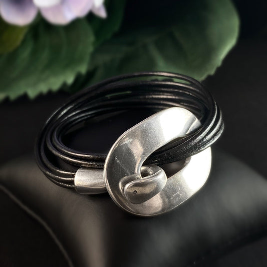 Double Wrap Leather Buckle Bracelet, Nickel Free