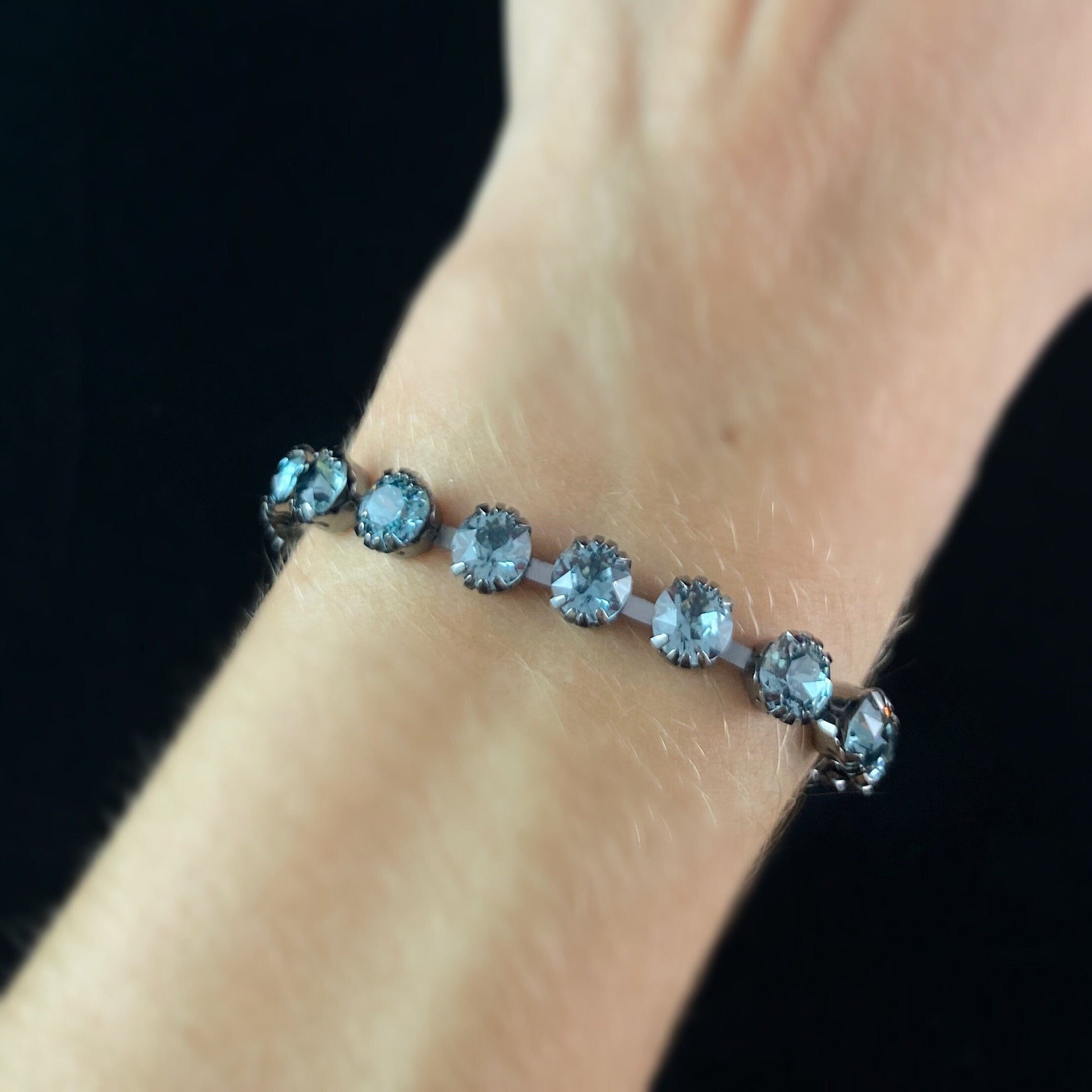 Dusty Blue Swarovski Crystal Bracelet - La Vie Parisienne by Catherine Popesco