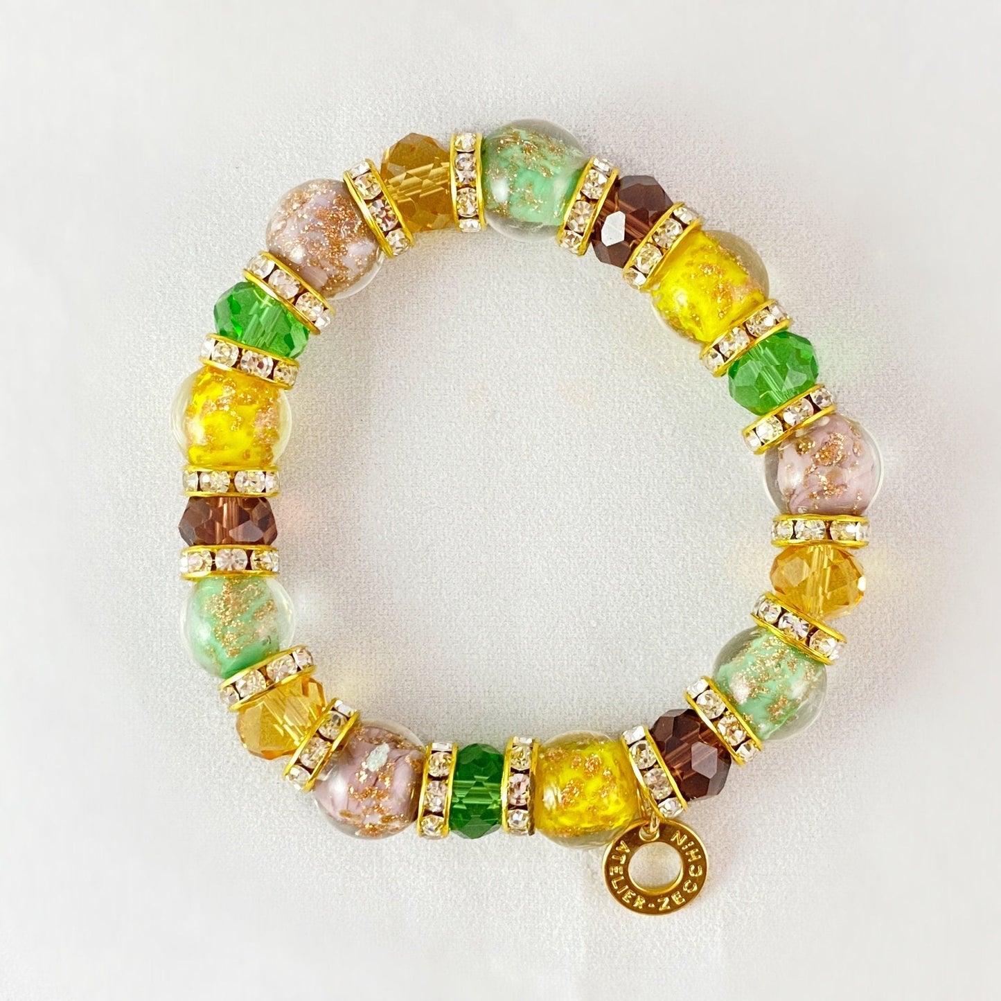 Earthy Multicolor Beaded Venetian Glass Bracelet - Handmade in Italy, Colorful Murano Glass