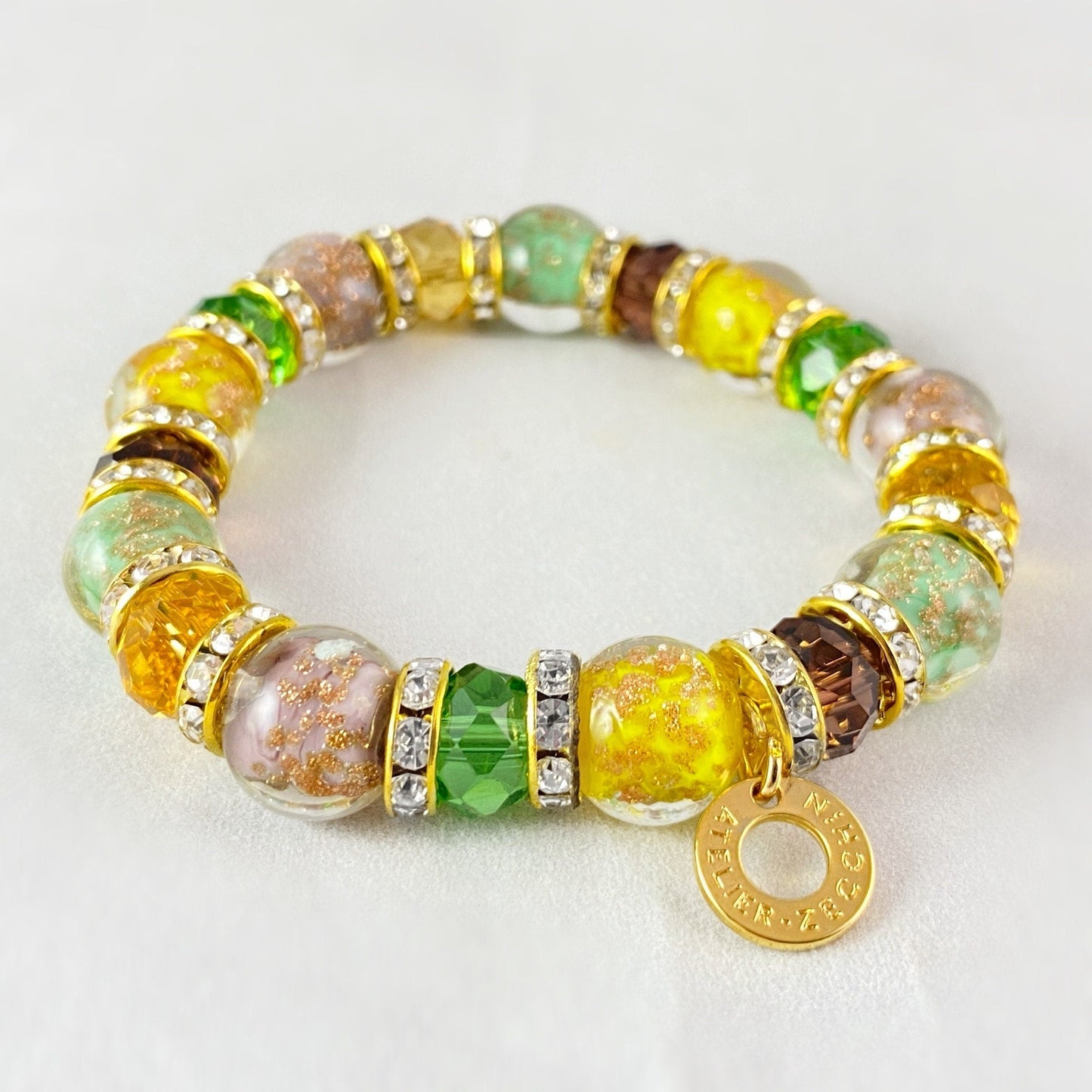 Earthy Multicolor Beaded Venetian Glass Bracelet - Handmade in Italy, Colorful Murano Glass