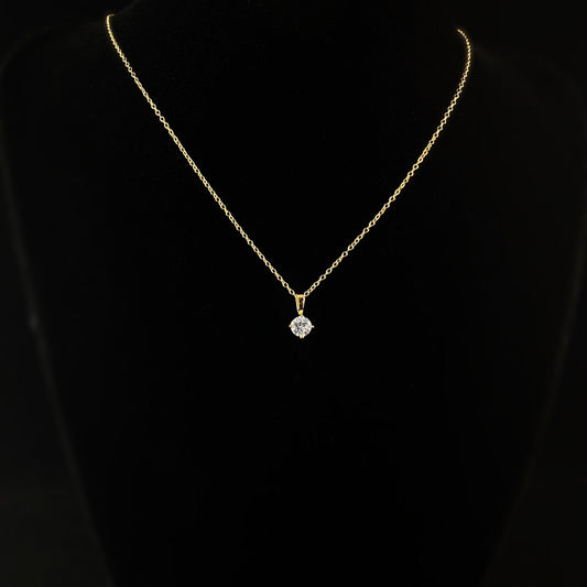 Elegant Dainty Gold Necklace with Round Clear Crystal - Genevive