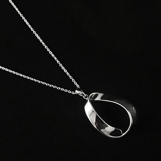 Elegant Dainty Sterling Silver Necklace with Infinity Twist Circle Pendant- Genevive