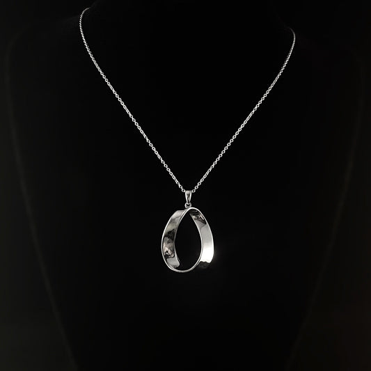 Elegant Dainty Sterling Silver Necklace with Infinity Twist Circle Pendant- Genevive