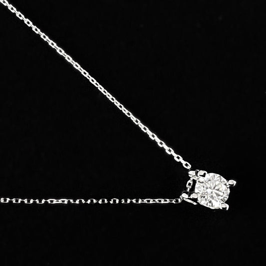 Elegant Dainty Sterling Silver Necklace with Square Crystal Pendant- Genevive