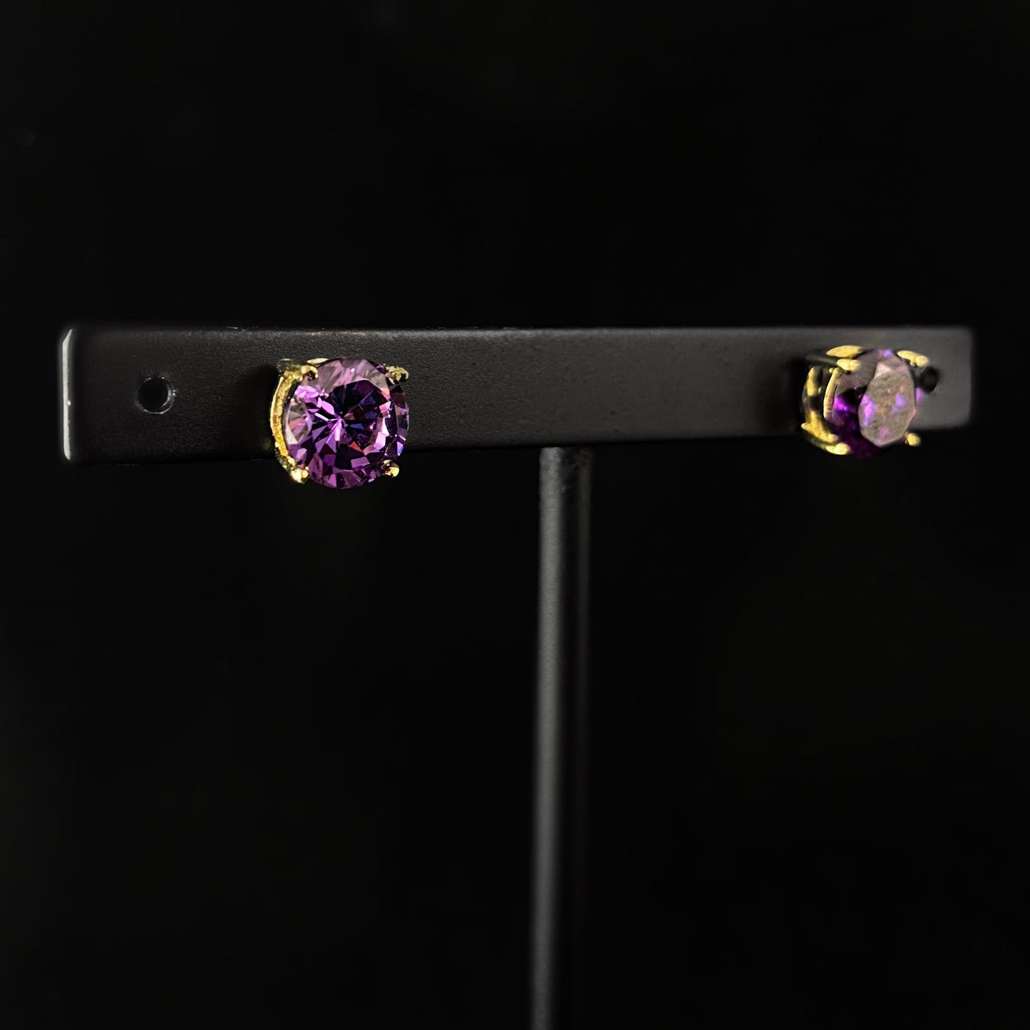 Elegant Purple Crystal Stud Earrings - Genevive