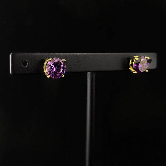 Elegant Purple Crystal Stud Earrings - Genevive