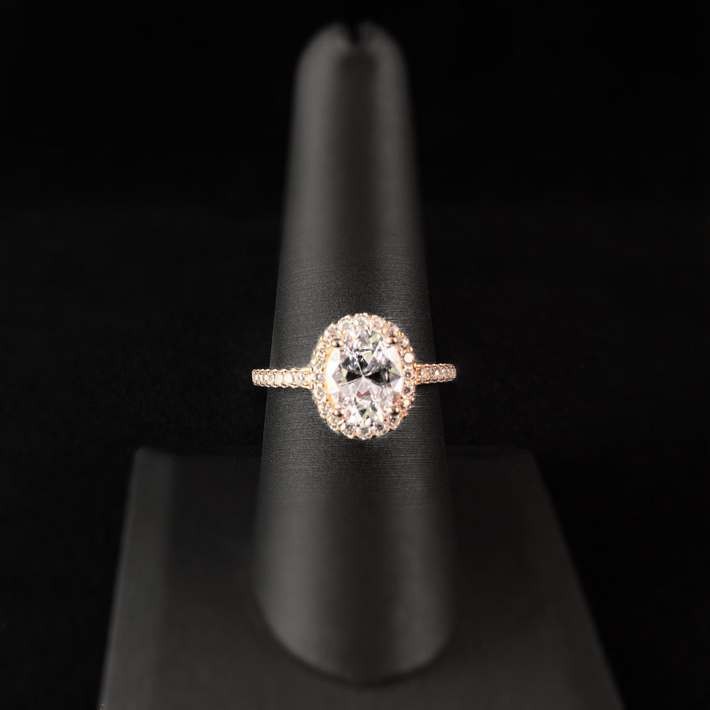 Elegant Rose Gold Ring with Clear Crystals - Size 7, Genevive