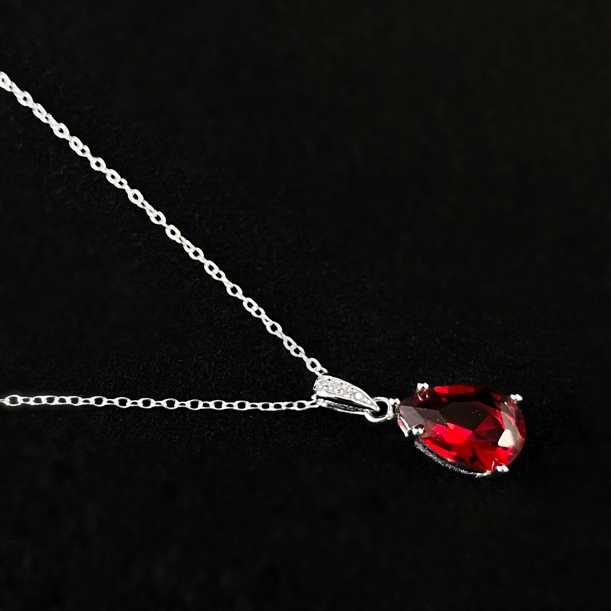 Sterling Silver Elegant Red CZ outlet Necklace