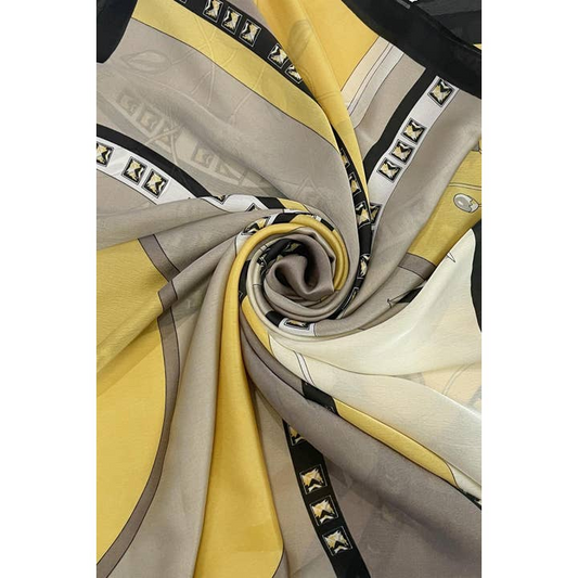 Elegant Swirl Border Print Silk Scarf