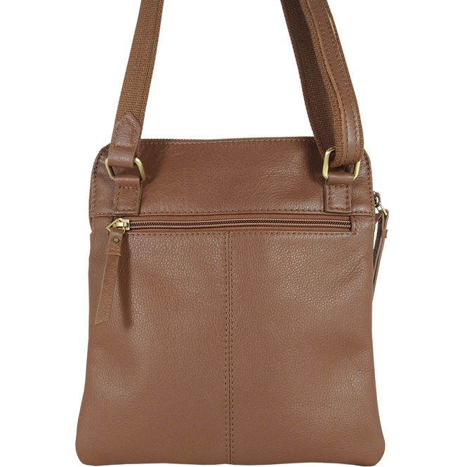 Elsie Tan Nappa Leather Zip Top Crossbody Bag