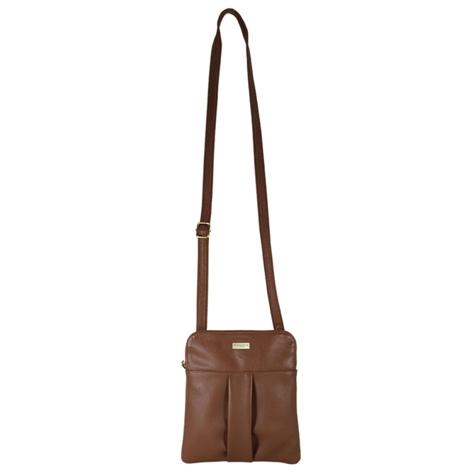 Elsie Tan Nappa Leather Zip Top Crossbody Bag