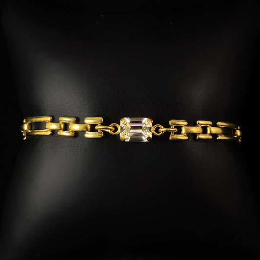 Emerald Cut Swarovski Clear Crystal Accent Gold Link Bracelet, - La Vie Parisienne by Catherine Popesco