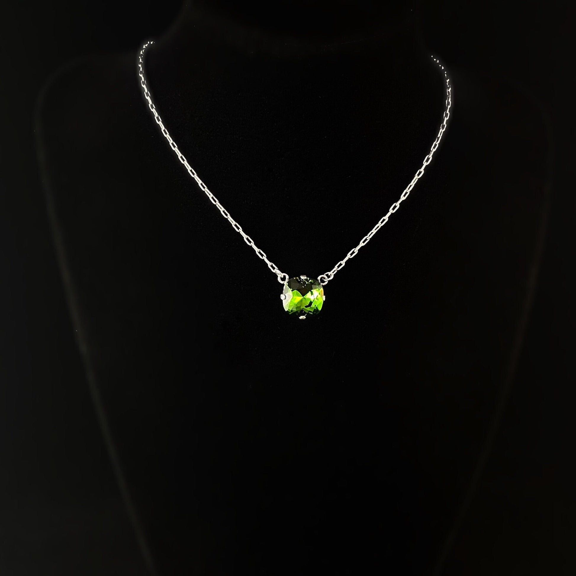 Emerald Green Cushion Cut Swarovski Crystal Pendant Necklace - La Vie Parisienne by Catherine Popesco