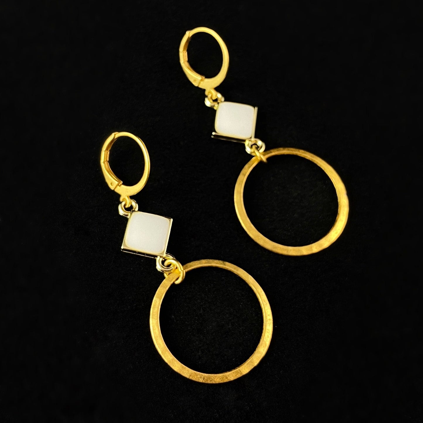 Enamel Diamond and Hoop Drop Earrings- La Vie Parisienne by Catherine Popesco