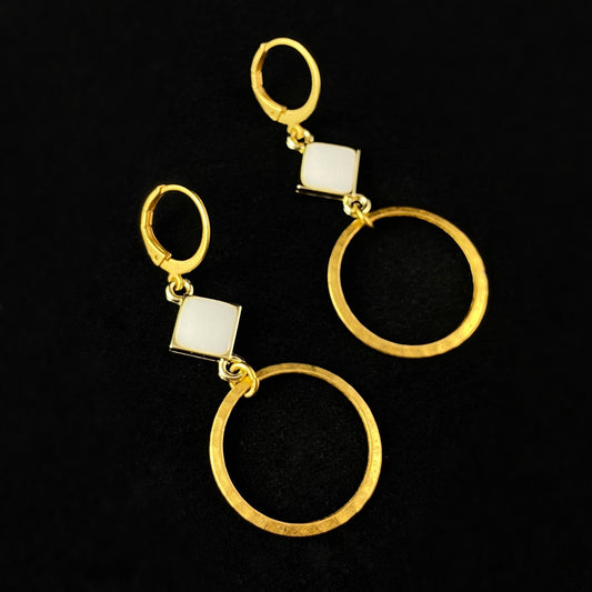 Enamel Diamond and Hoop Drop Earrings- La Vie Parisienne by Catherine Popesco