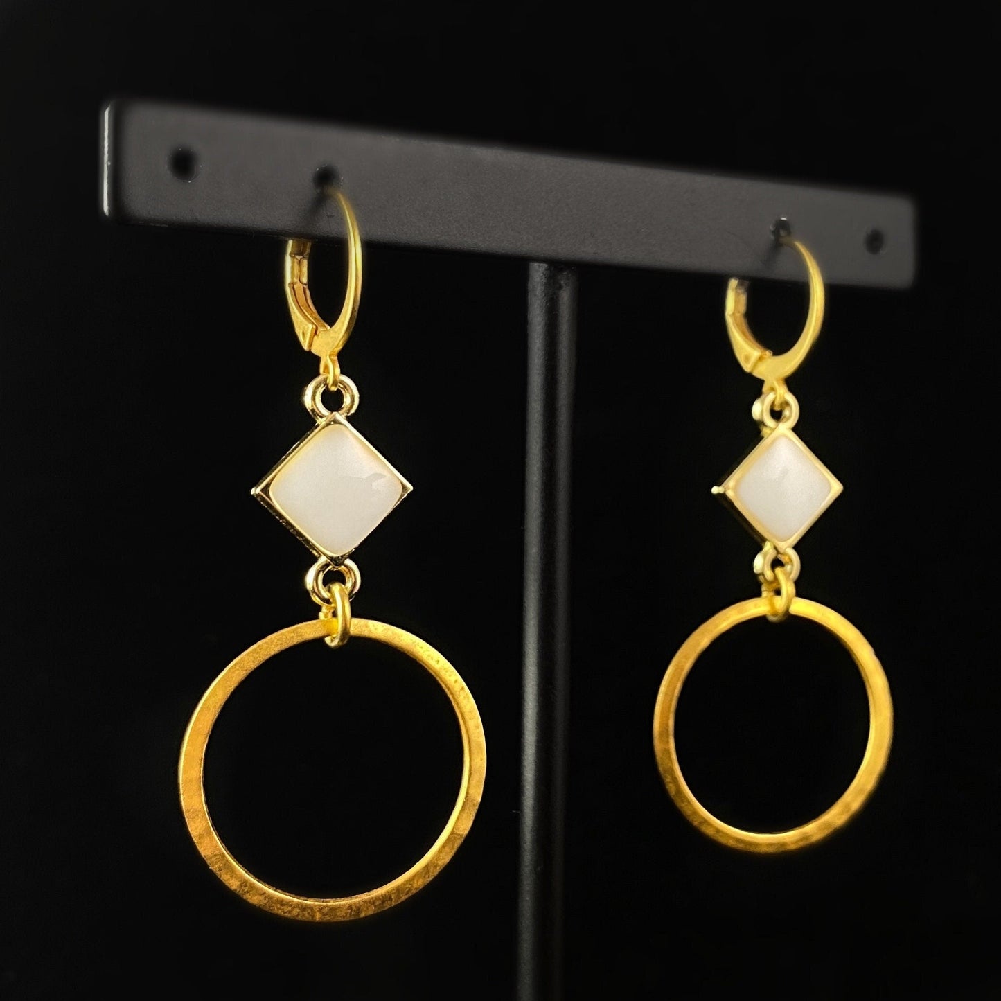 Enamel Diamond and Hoop Drop Earrings- La Vie Parisienne by Catherine Popesco