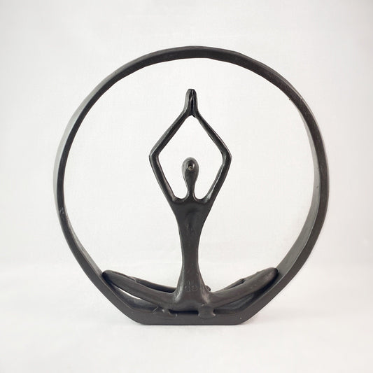 Encircled Yoga Pose Bronze Sculpture - Woman in Lotus Pose