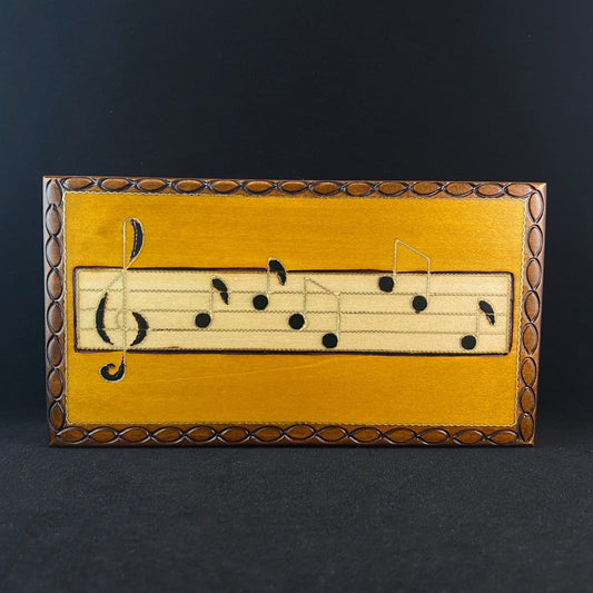 Engraved Music Bar Handmade Hinged Wooden Treasure Box