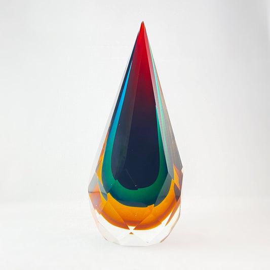 Faceted Teardrop Centerpiece - Red, Blue, Green, and Orange Abstract Home Décor