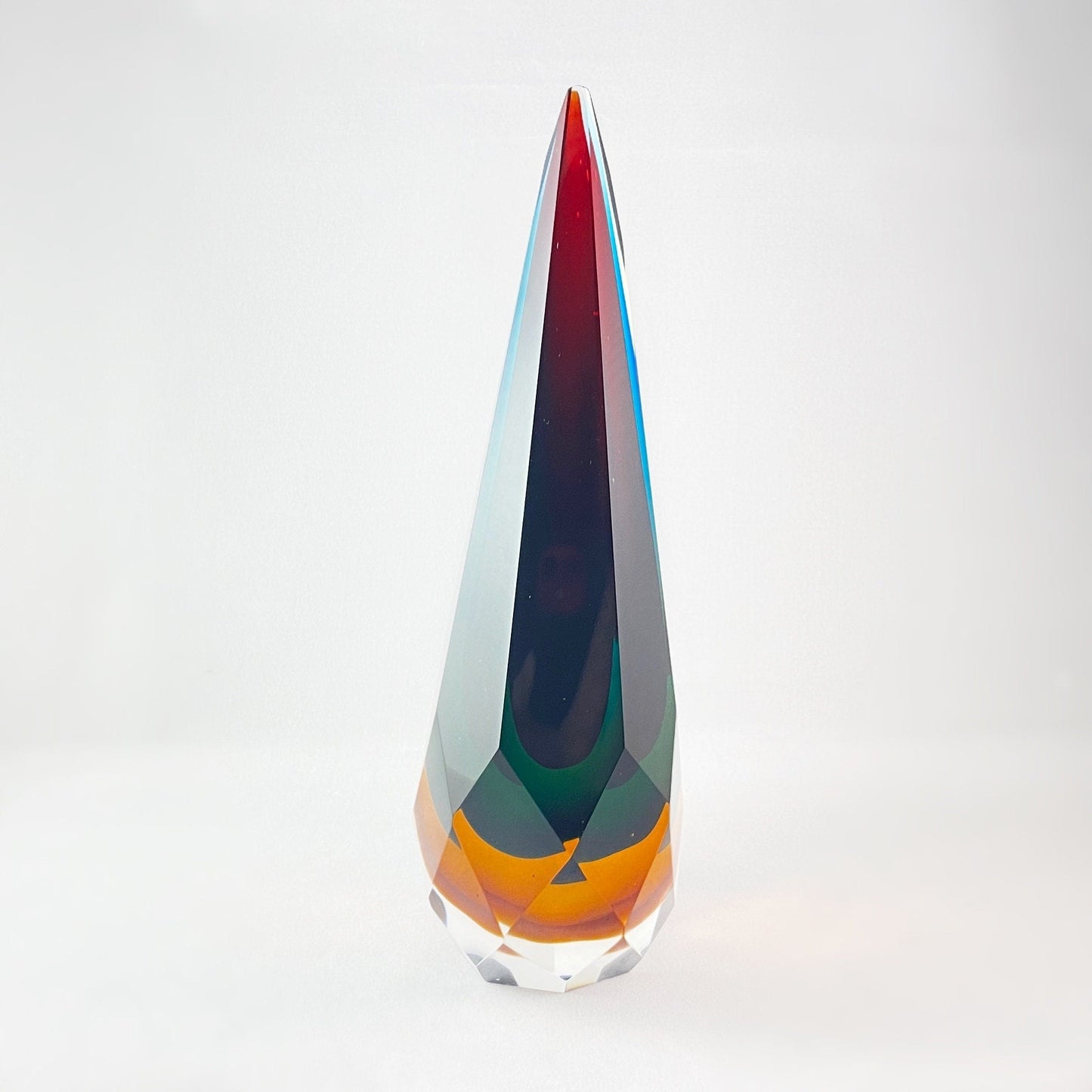 Faceted Teardrop Centerpiece - Red, Blue, Green, and Orange Abstract Home Décor