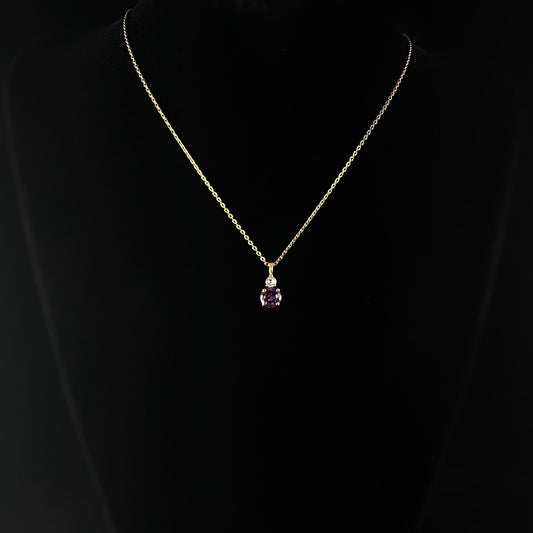 February Birthstone Necklace Amethyst - Classic Gold