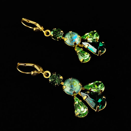 Festive Greens Swarovski Crystal Drop Earrings - La Vie Parisienne by Catherine Popesco