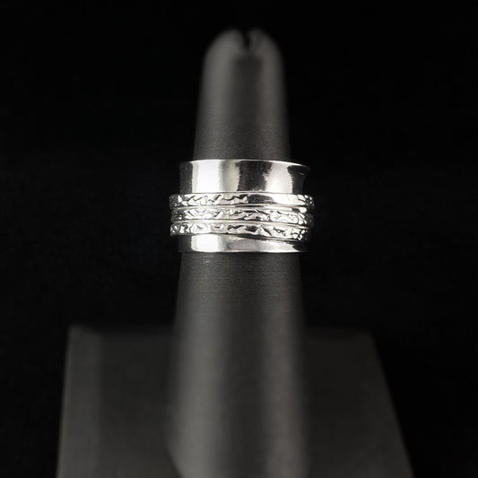 Fidget Ring with Sterling Silver Band and Three Band Spinner