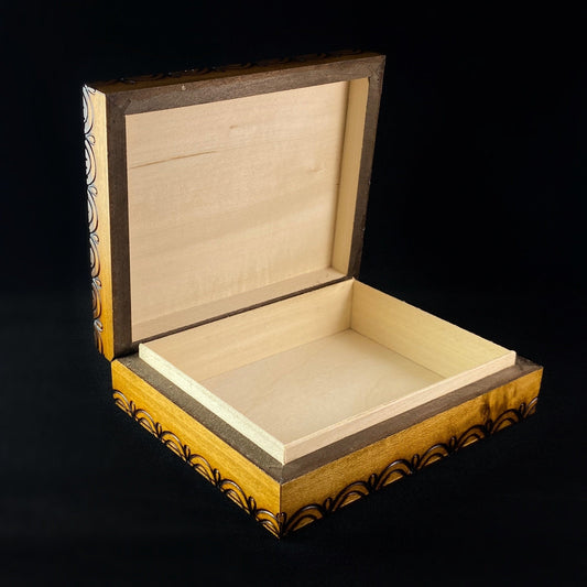 Fishing Lures Wooden Treasure Box, Handmade Hinged Wooden Box