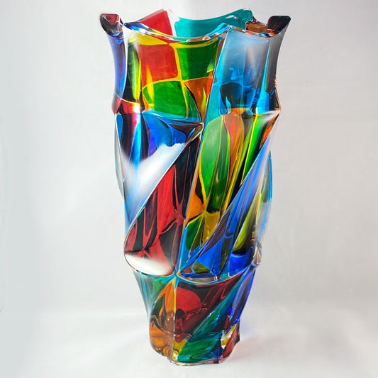 Flamenco Venetian Glass Vase - Handmade in Italy, Colorful Murano Glass Vase