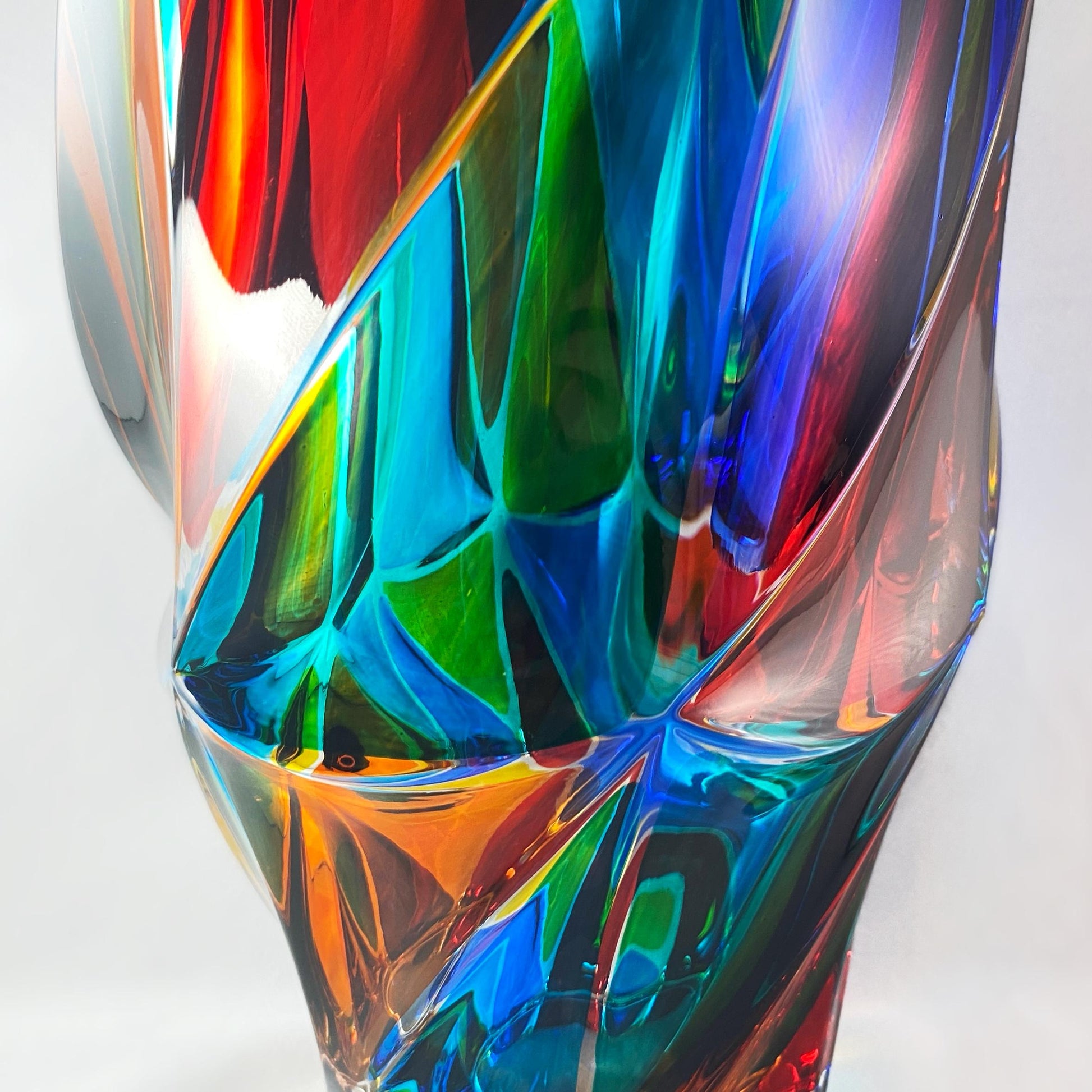 Flamenco Venetian Glass Vase - Handmade in Italy, Colorful Murano Glass Vase