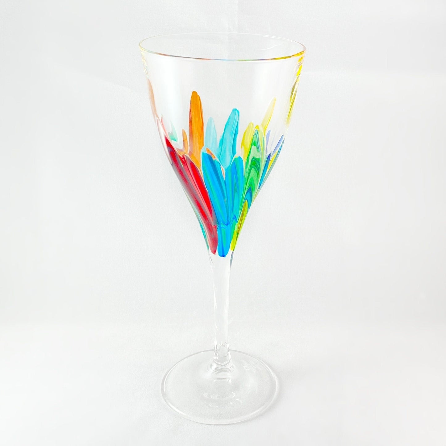 Fluente Venetian Glass Wine Glass - Handmade in Italy, Colorful Murano Glass