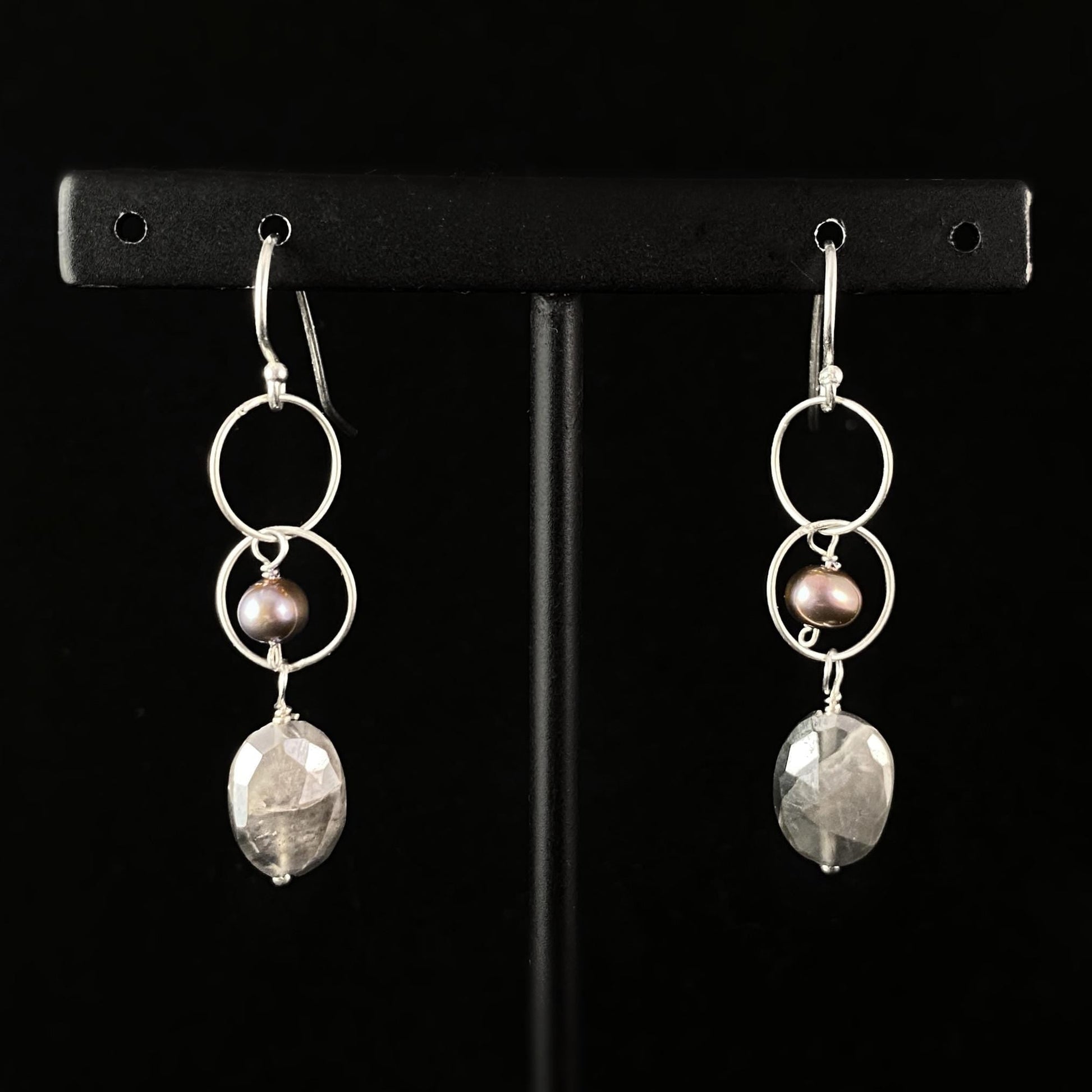 Freshwater Pearl and Silverlite Drop Earrings, Handmade in USA - Avaasi