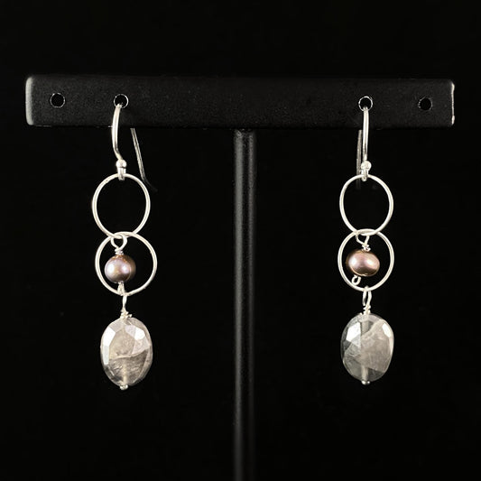 Freshwater Pearl and Silverlite Drop Earrings, Handmade in USA - Avaasi