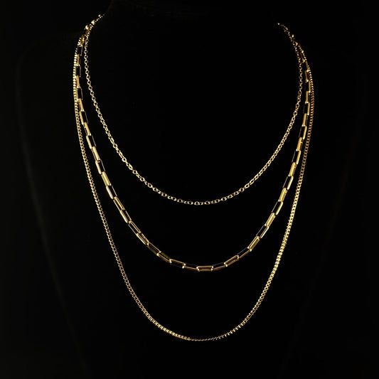 Gold 3 Layer Paperclip Necklace - 3Souls