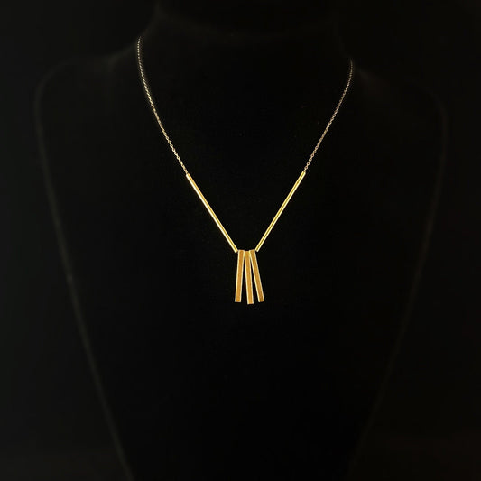 Gold Bar Dangle Geometric Art Deco Style Necklace - Brass - David Aubrey Jewelry