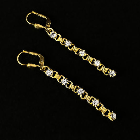 Gold Chain and Clear Swarovski Crystal Drop Earrings - La Vie Parisienne by Catherine Popesco