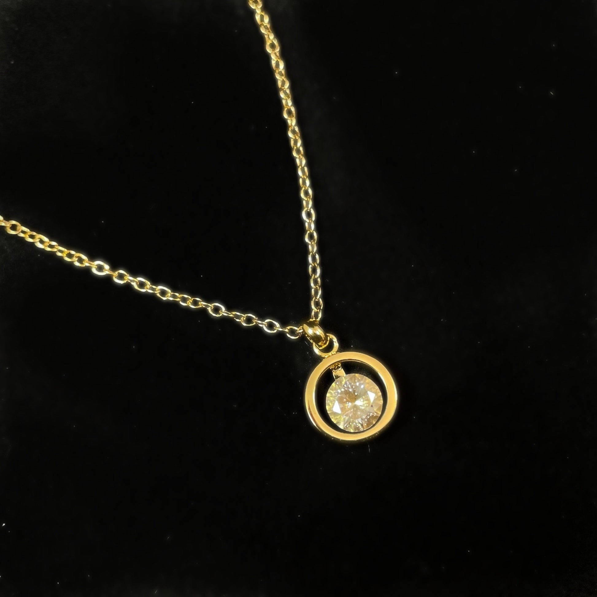 Gold Chain Necklace with Small Crystal - Handmade in Spain