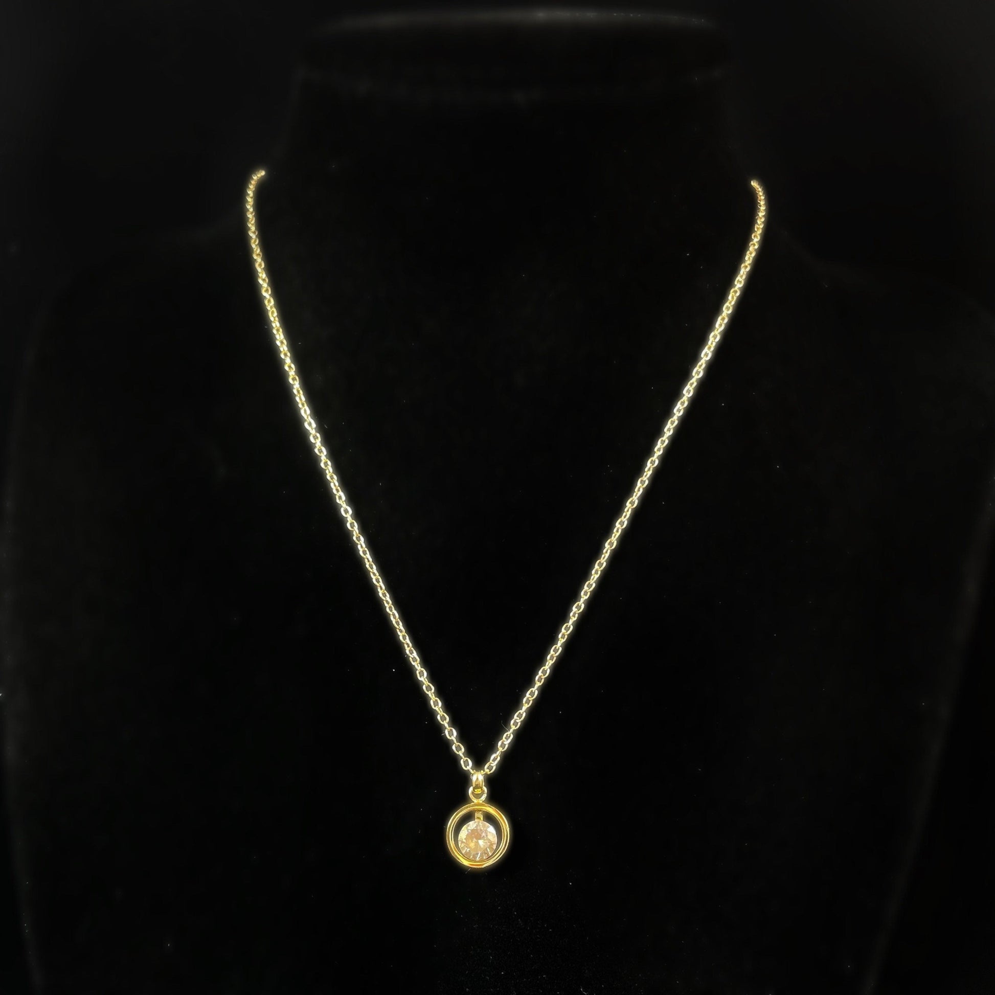 Gold Chain Necklace with Small Crystal - Handmade in Spain