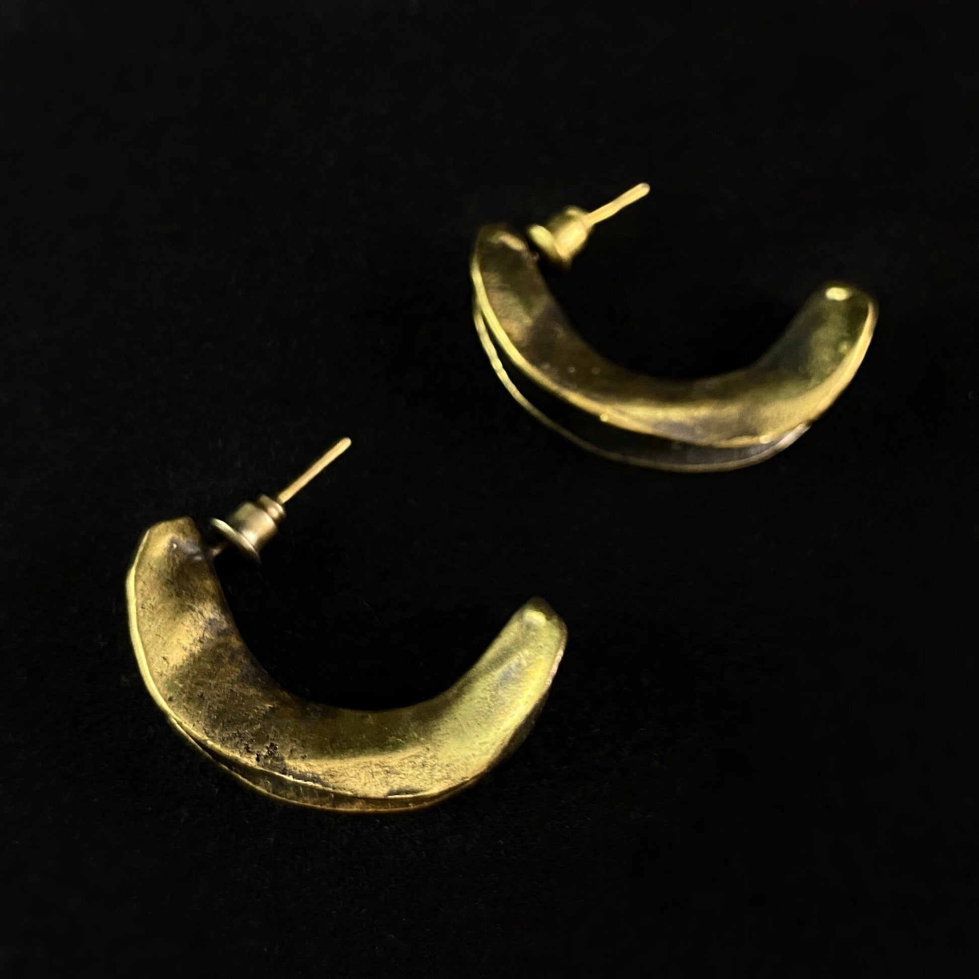 Gold Chunky Hammered Hoop Earrings, Handmade, Nickel Free - Elegant Minimalist Jewelry for Women
