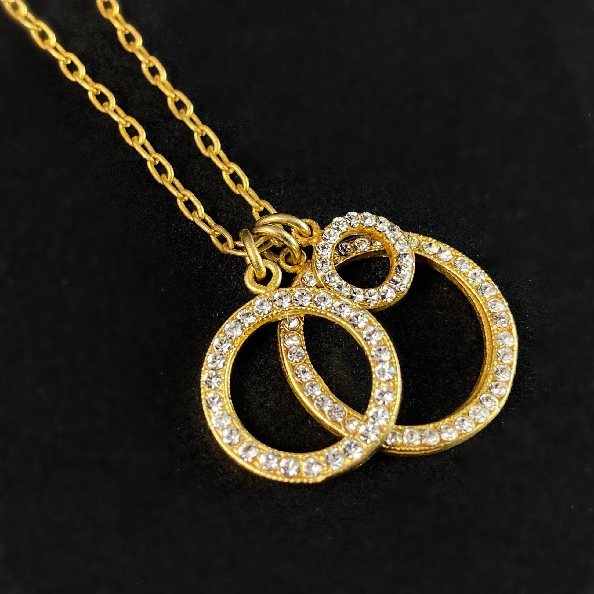 Gold Circle Swarovski Crystal Pendant Necklace - La Vie Parisienne by Catherine Popesco