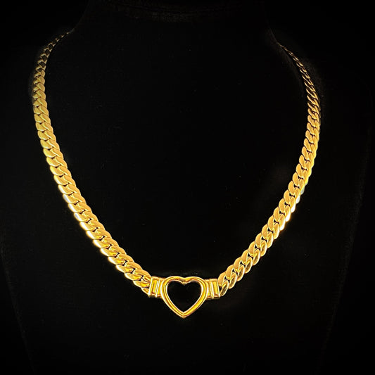 Gold Cuban Heart Chain Necklace - 3Souls