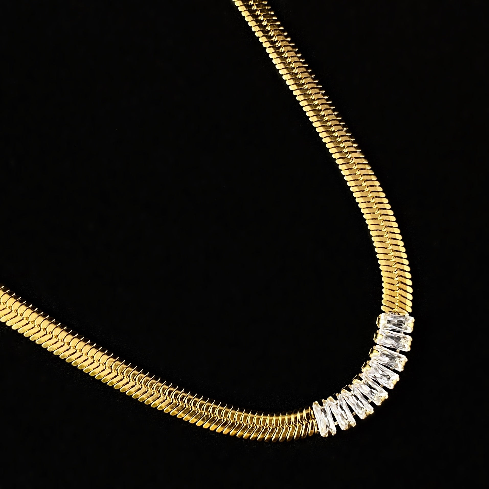 Gold Diamond Snake Chain Necklace - 3Souls