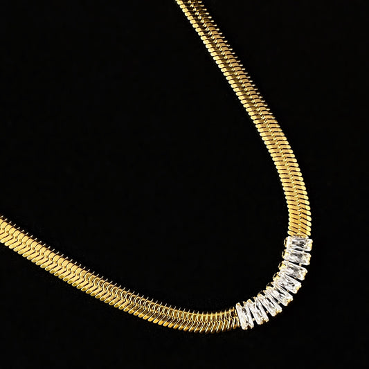 Gold Diamond Snake Chain Necklace - 3Souls